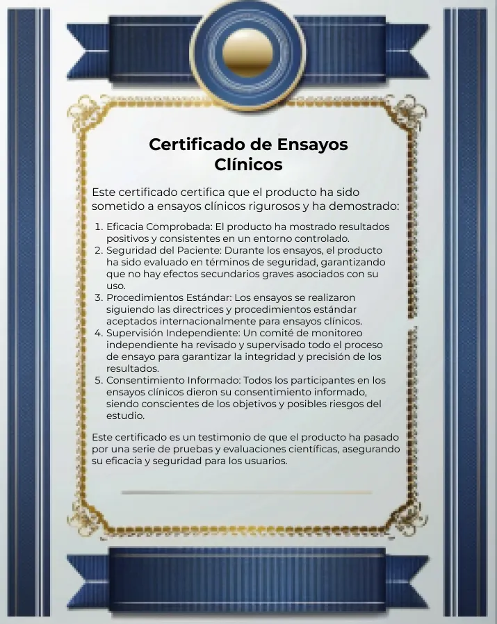 Certificado para ensayos clínicos en investigación médica